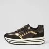Women GEOX D Kency B Black Suede Leather Sneakers