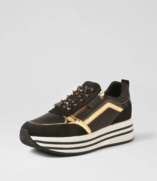 Women GEOX D Kency B Black Suede Leather Sneakers