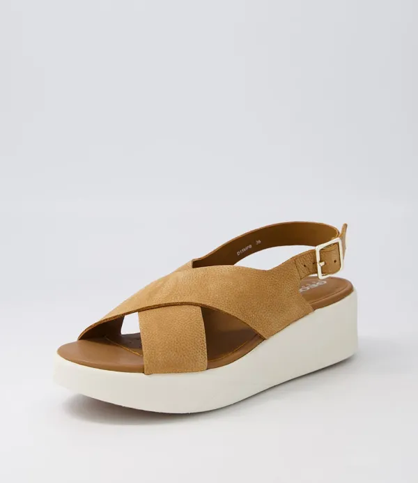 Women GEOX D Laudara B Cognac Nubuck Sandals