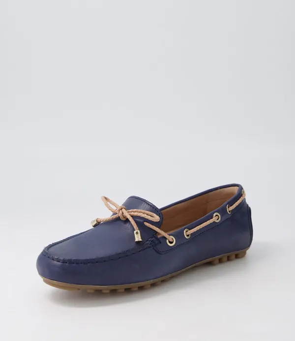 Women GEOX D Leelyan C Blue Sand Leather Flat Shoes