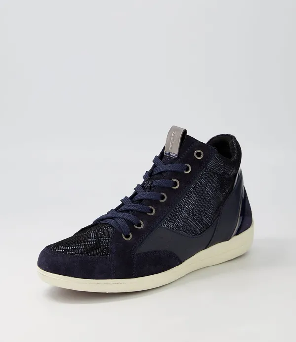 Women GEOX D Myria A Navy Blue Suede Leather Sneakers