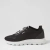Women GEOX D Spherica A Black White Knit Sneakers
