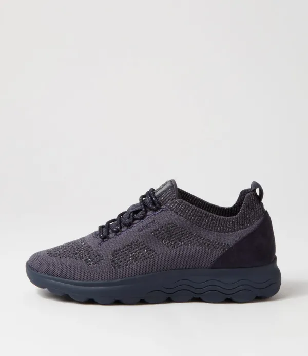 Women GEOX D Spherica A Dk Jeans Knit Sneakers