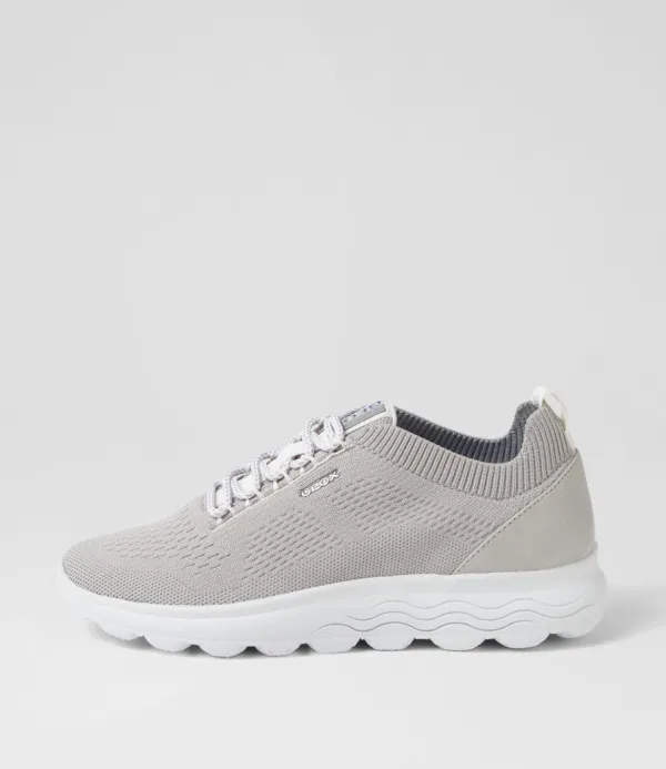 Women GEOX D Spherica A Light Grey Knit Sneakers