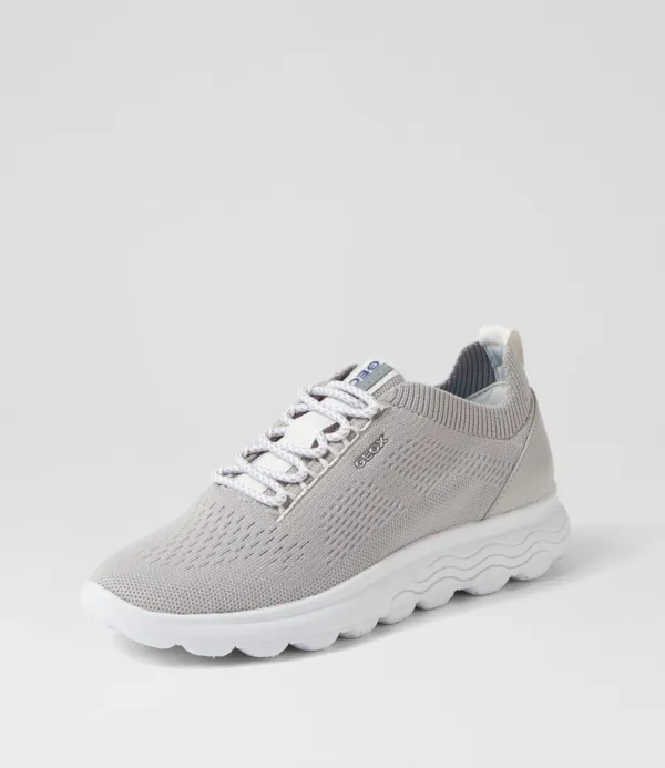 Women GEOX D Spherica A Light Grey Knit Sneakers