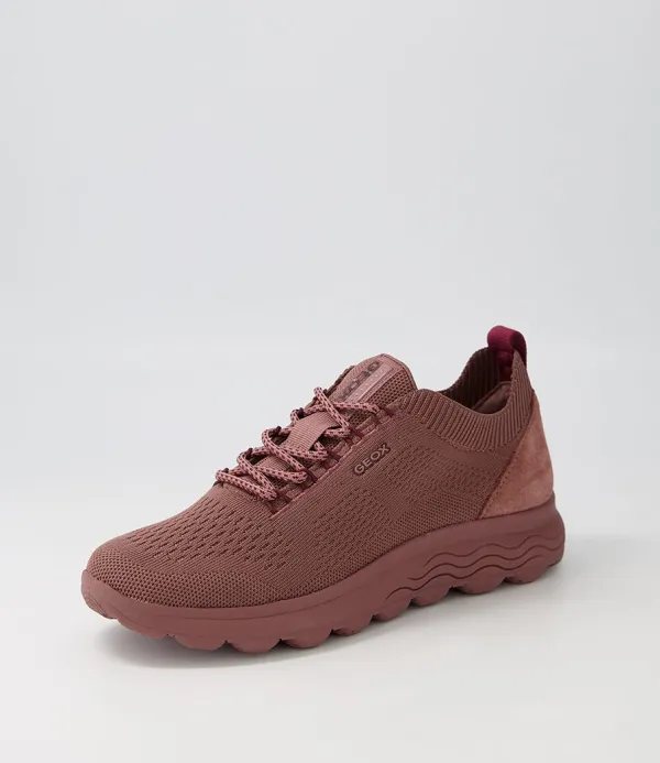 Women GEOX D Spherica A Old Rose Knit Sneakers