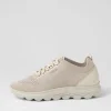 Women GEOX D Spherica A 9T Off White Knit Sneakers