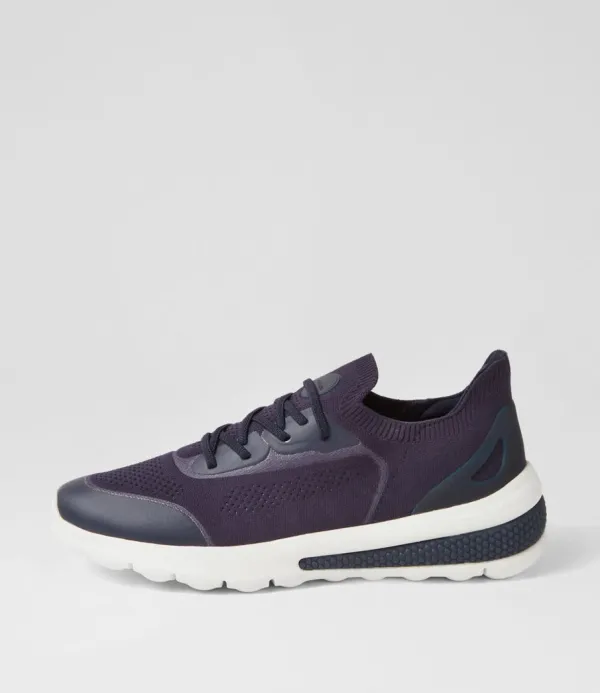Women GEOX D Spherica Actif A Navy Knit Sneakers