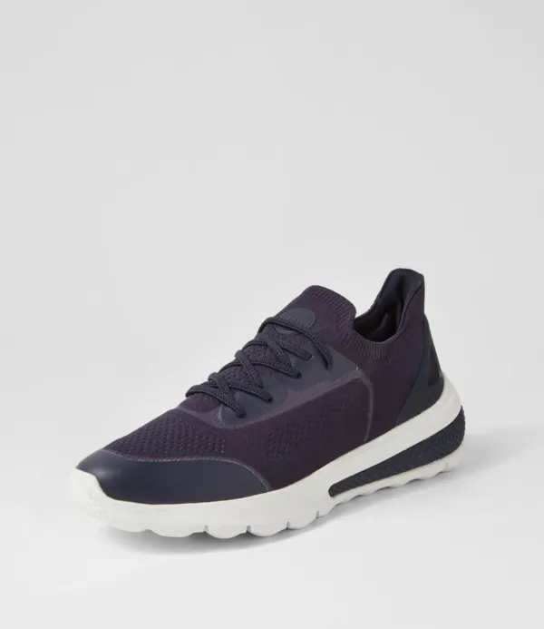 Women GEOX D Spherica Actif A Navy Knit Sneakers