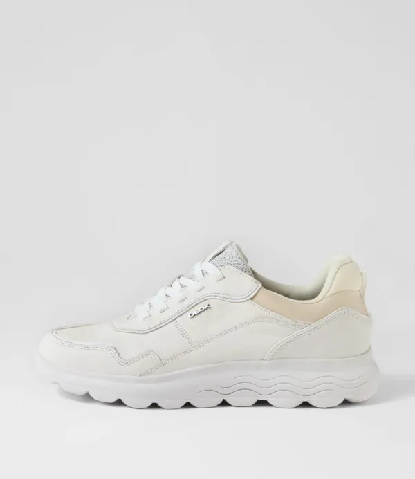 Women GEOX D Spherica D White Leather Sneakers
