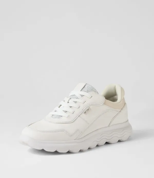 Women GEOX D Spherica D White Leather Sneakers