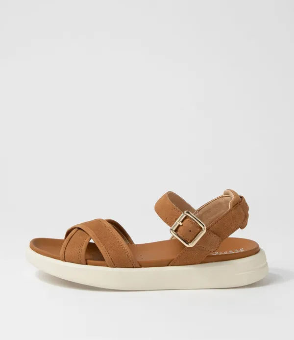 Women GEOX D Xand 2S B Cognac Nubuck Sandals