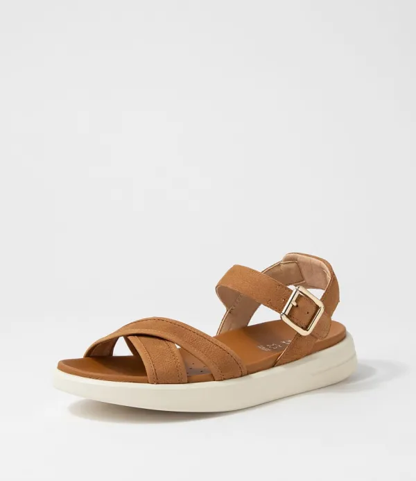 Women GEOX D Xand 2S B Cognac Nubuck Sandals