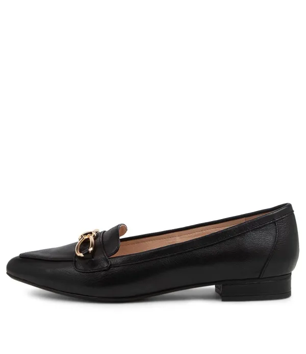 Women DIANA FERRARI Dae Black Leather Ballet Flats