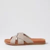 Women DIANA FERRARI Dallas Light Taupe Leather Slides