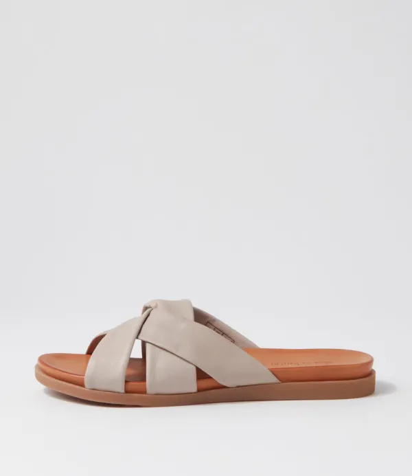 Women DIANA FERRARI Dallas Light Taupe Leather Slides