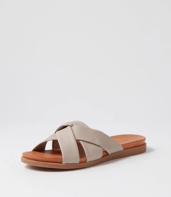 Women DIANA FERRARI Dallas Light Taupe Leather Slides
