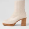Women TOP END Daneka Almond Leather Ankle Boots