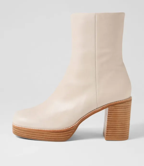 Women TOP END Daneka Almond Leather Ankle Boots