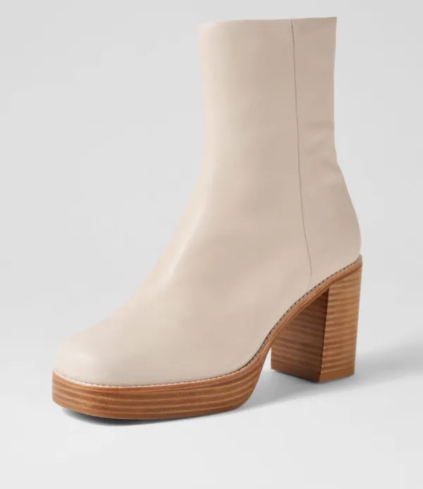 Women TOP END Daneka Almond Leather Ankle Boots