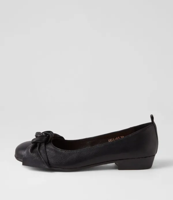 Women DJANGO & JULIETTE Dell Black Leather Ballet Flats