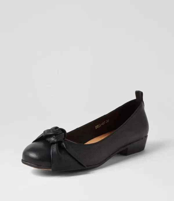 Women DJANGO & JULIETTE Dell Black Leather Ballet Flats