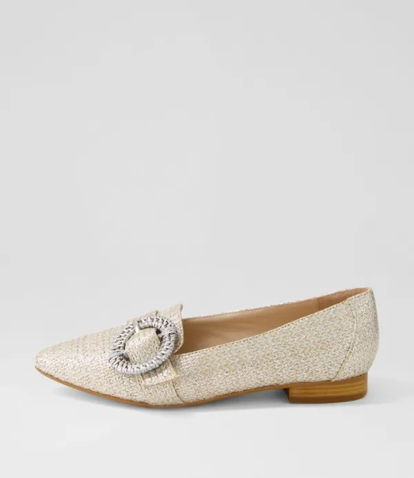 Women DIANA FERRARI Denira Silver Wash Woven Loafers