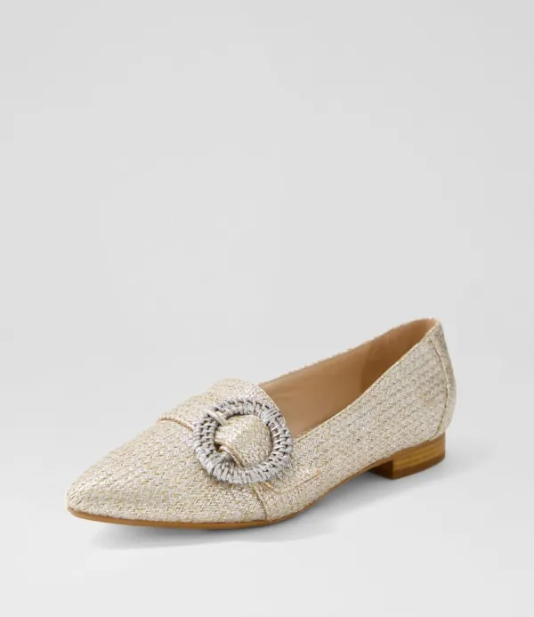 Women DIANA FERRARI Denira Silver Wash Woven Loafers