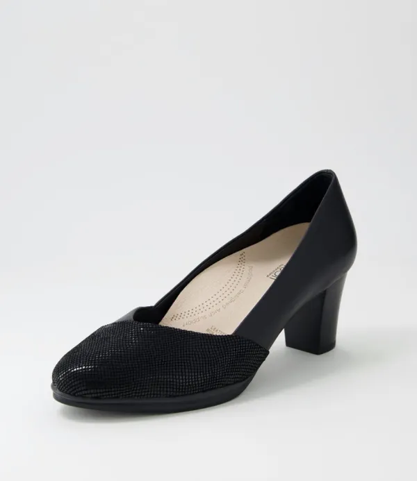 Women SUPERSOFT Denzil2 Black Scale Suede Leather Heels