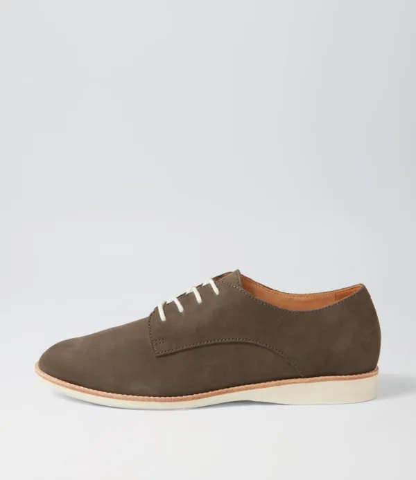 Women ROLLIE Derby Supersoft Peat Nubuck Lace Up Flats