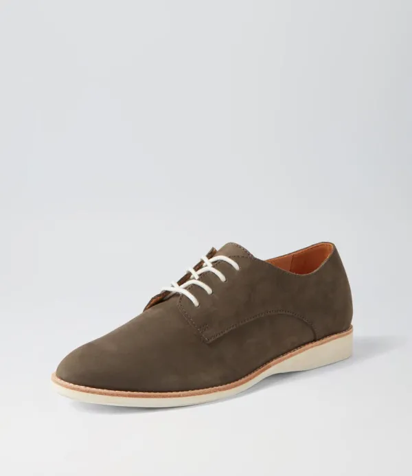 Women ROLLIE Derby Supersoft Peat Nubuck Lace Up Flats