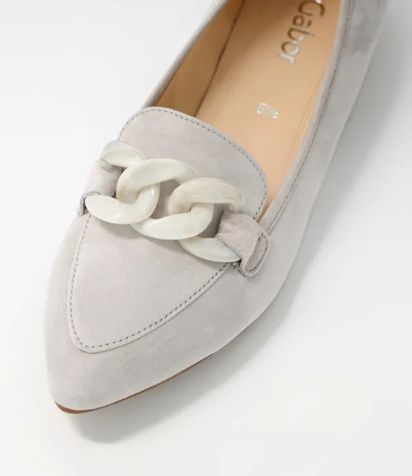 Women GABOR Diego Light Grey Leather Loafers