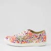 Women ZIERA Dima Xf Orange Floral Leather Sneakers