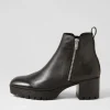 Women DJANGO & JULIETTE Dinis Black Leather Ankle Boots