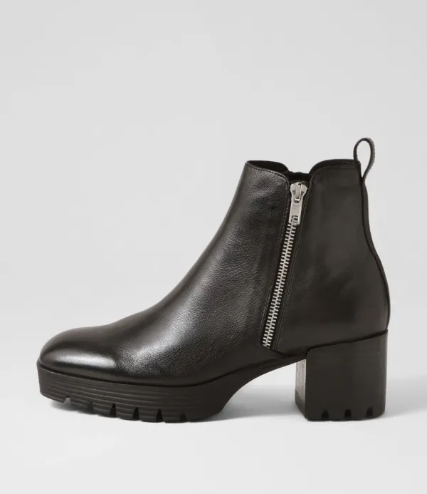 Women DJANGO & JULIETTE Dinis Black Leather Ankle Boots