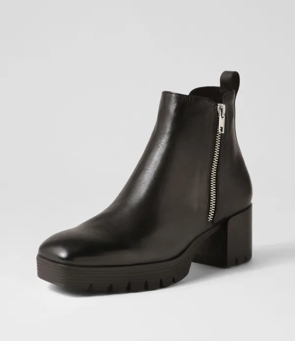 Women DJANGO & JULIETTE Dinis Black Leather Ankle Boots