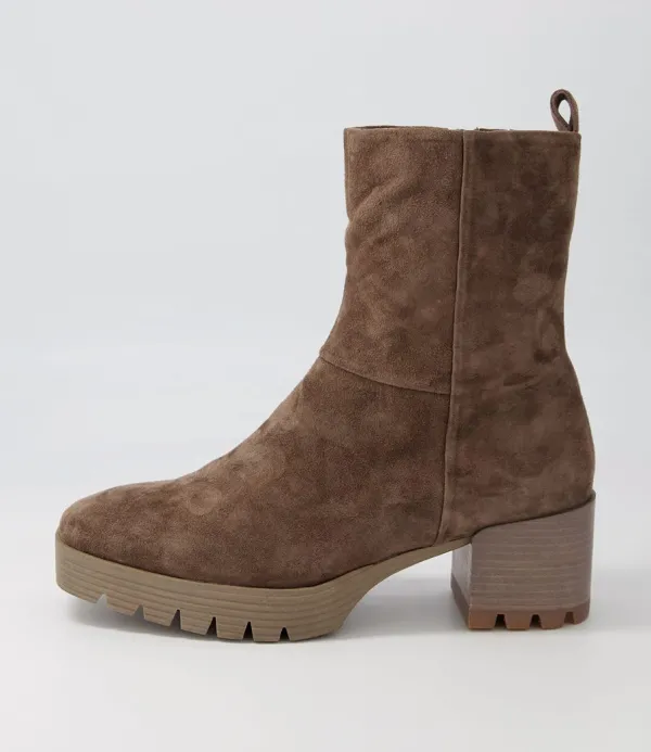 Women DJANGO & JULIETTE Dippy Dark Taupe Suede Ankle Boots