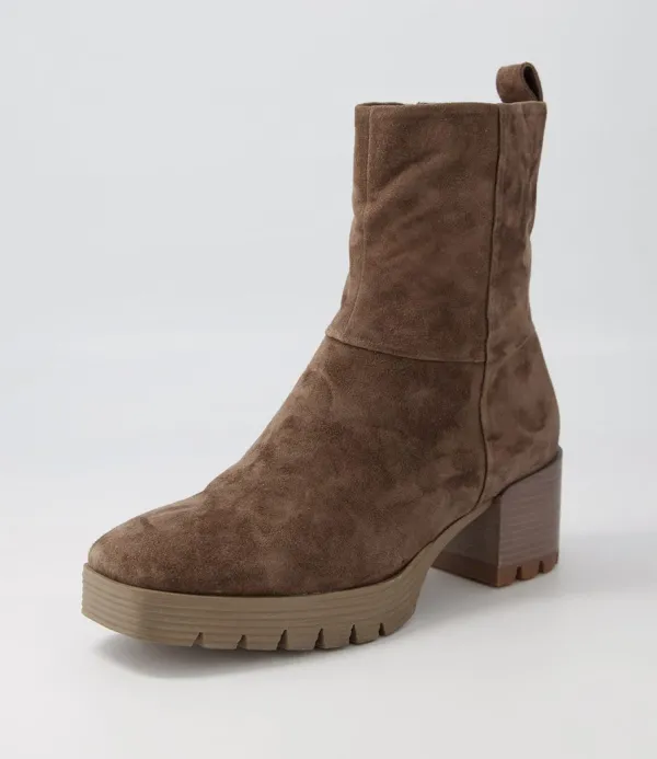 Women DJANGO & JULIETTE Dippy Dark Taupe Suede Ankle Boots