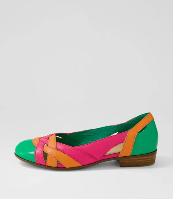 Women DJANGO & JULIETTE Doddo Bright Emerald Orange Multi Ballet Flats
