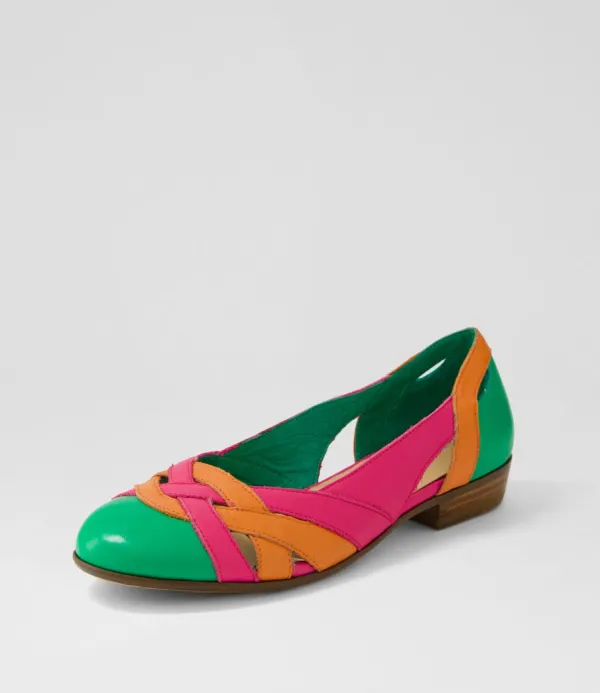 Women DJANGO & JULIETTE Doddo Bright Emerald Orange Multi Ballet Flats