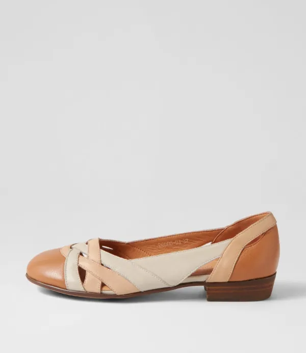 Women DJANGO & JULIETTE Doddo Dark Tan Camel Multi Ballet Flats