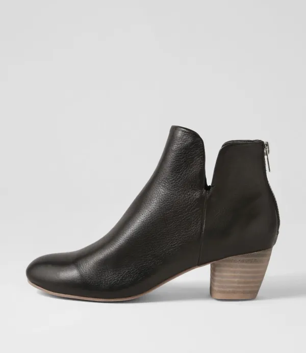Women DJANGO & JULIETTE Dollars Black Natural Heel Leather Ankle Boots