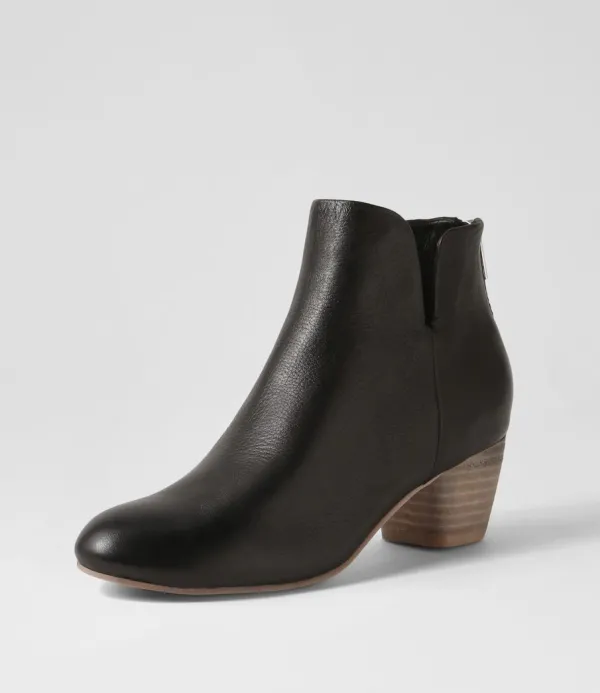 Women DJANGO & JULIETTE Dollars Black Natural Heel Leather Ankle Boots