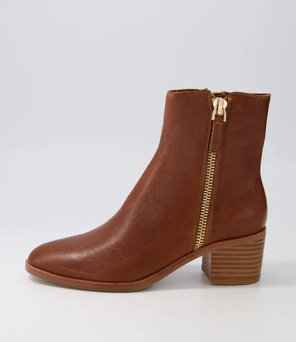 Women DJANGO & JULIETTE Dorete Tan Natural Heel Leather Ankle Boots