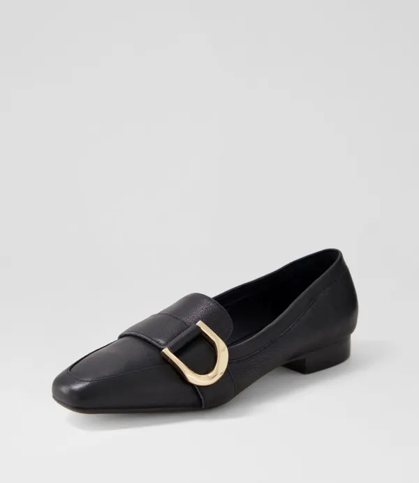 Women DIANA FERRARI Dorys Black Leather Loafers