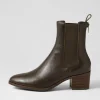 Women DJANGO & JULIETTE Dowell Dark Olive Choc Leather Chelsea Boots