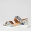 Women ZIERA Doxie W Navy Silver Floral Leather Sandals