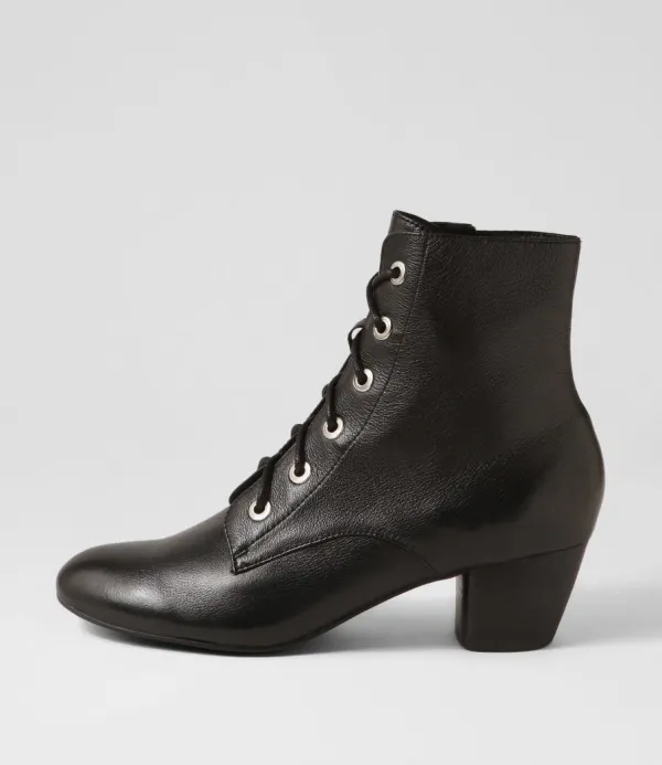 Women DJANGO & JULIETTE Durban Black Leather Lace Up Boots