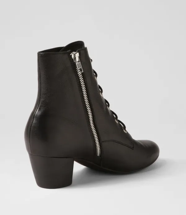 Women DJANGO & JULIETTE Durban Black Leather Lace Up Boots