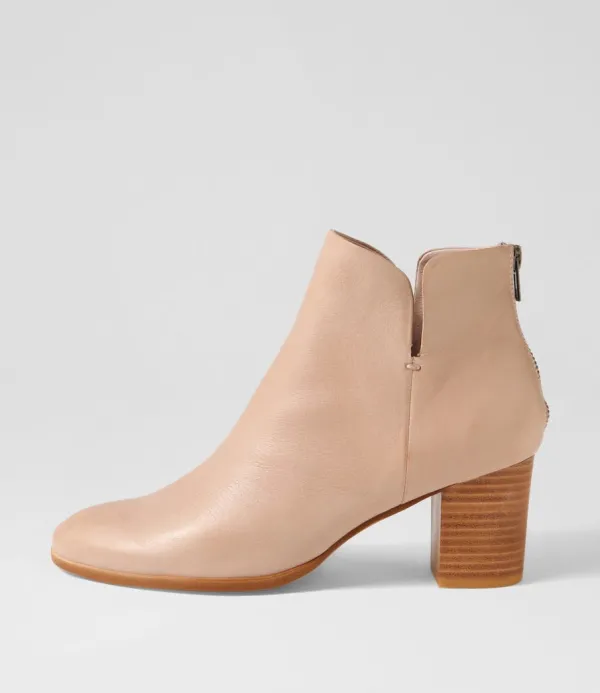 Women DJANGO & JULIETTE Duriel Cafe Natural Heel Leather Ankle Boots